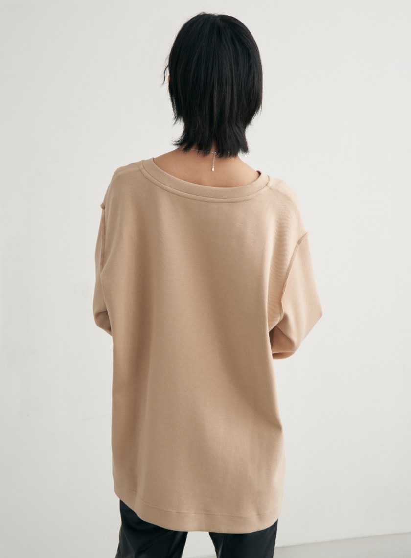 不規則剪裁腰帶長版衛衣